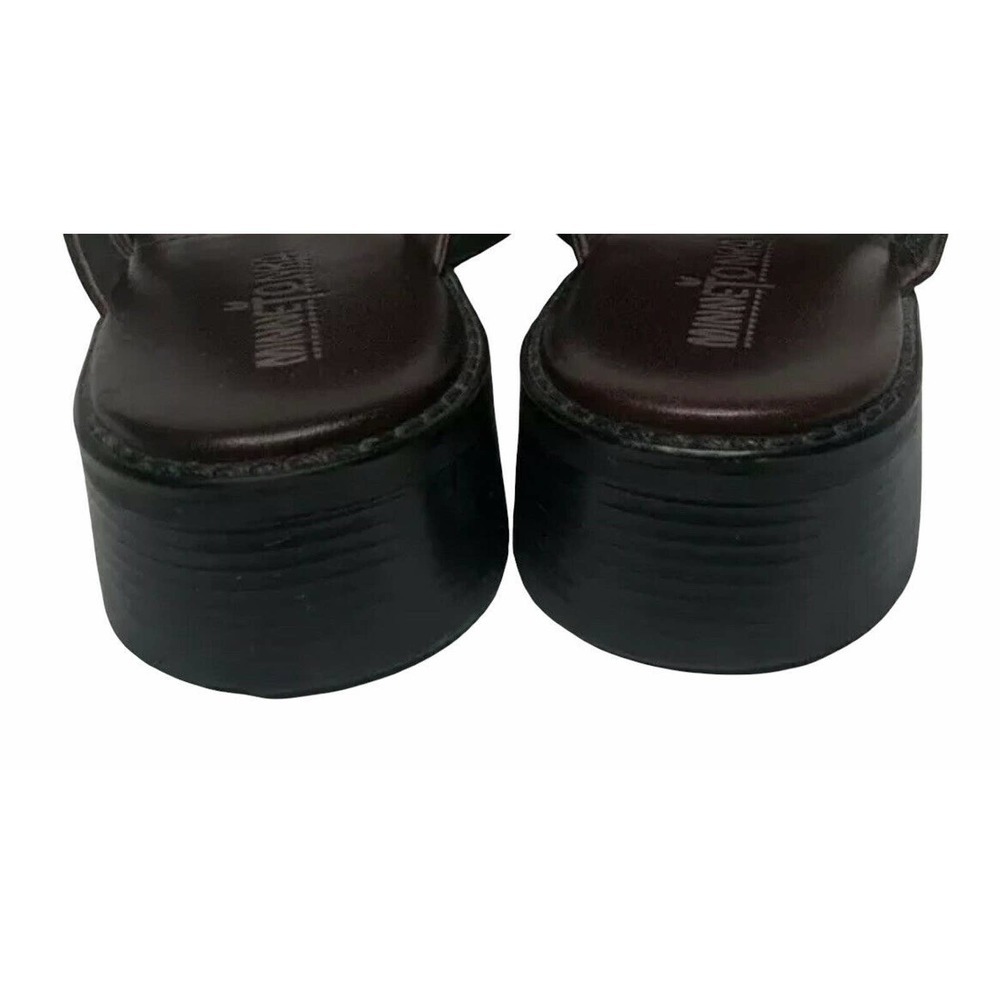 Womens Minnetonka 6052 Brown Leather Horsebit Medallion Cap Toe Mule Clogs Sz 7 - Picture 10 of 11